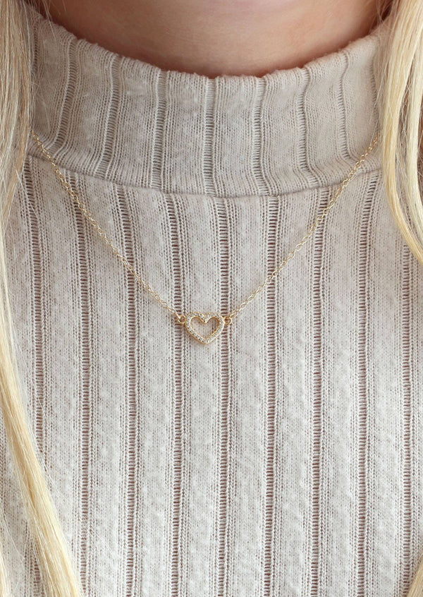 Heart Crystal Outline Charm Necklace