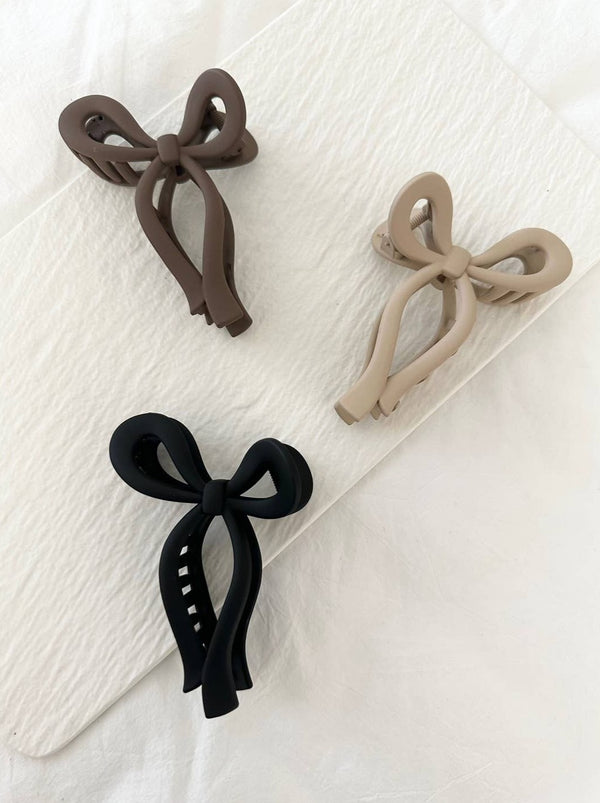 Matte Ribbon Tie Hair Claw